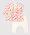 Abito leggings a fiori bebè femmina in lana e cotone biologico beige MONTELIMAR/bianco MULTICO